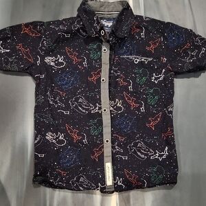 Vogue Kids Black Button Down Shirt with Colorful Patterns